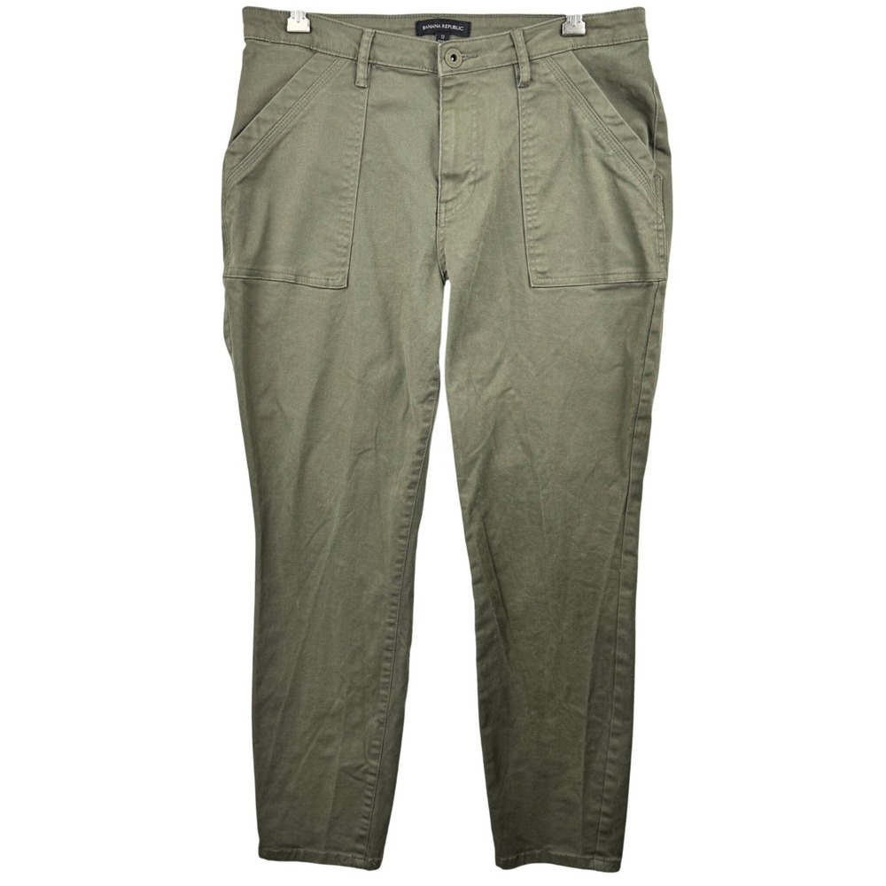 Banana Republic Utility Pants Womens 12 Olive Green‎ Cropped Tapered Cargo - Picture 2 of 12